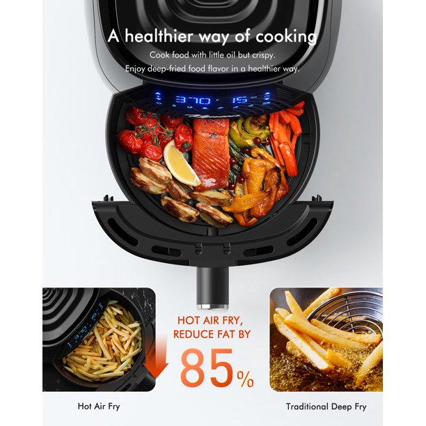 Kqueen Air Fryer. 4.7 Quart Digital Touch Screen. 6 Preset Menus One Touch & Cooking