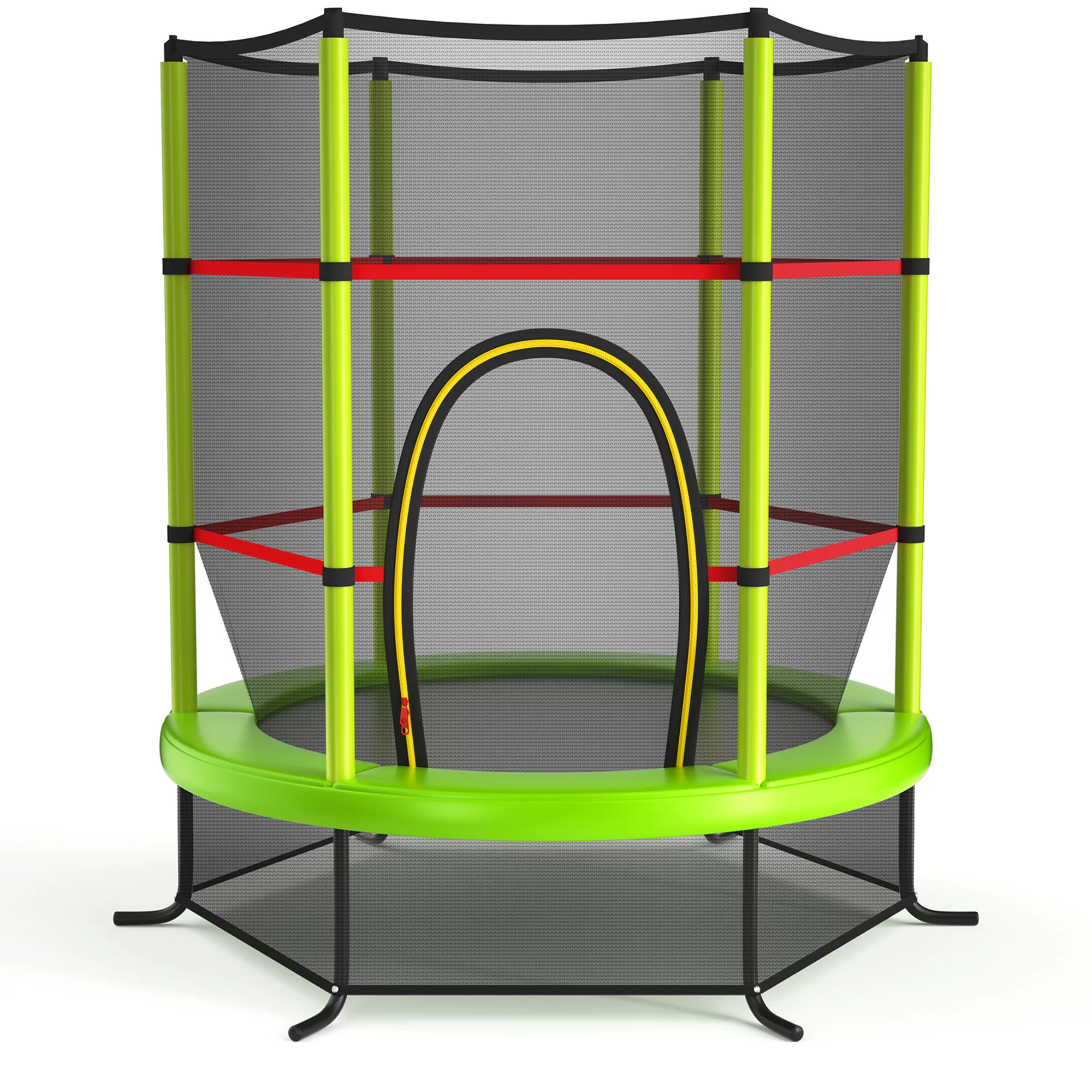 Gymax 55” Trampoline for Kids Toddler Recreational Trampoline with Safety Enclosure Net Green