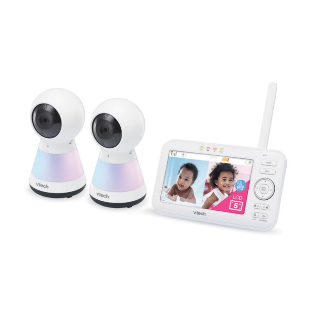 VTech VM5255-2 Two-Camera 5″ Digital Video Baby Monitor with Pan Scan and Night Light