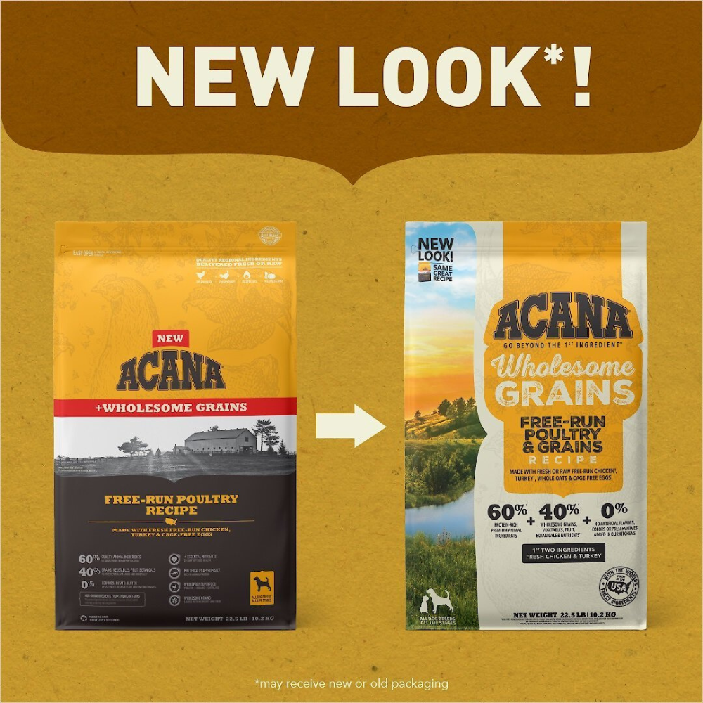 Acana Free-Run Poultry Recipe + Wholesome Grains. 22.5-lb bag