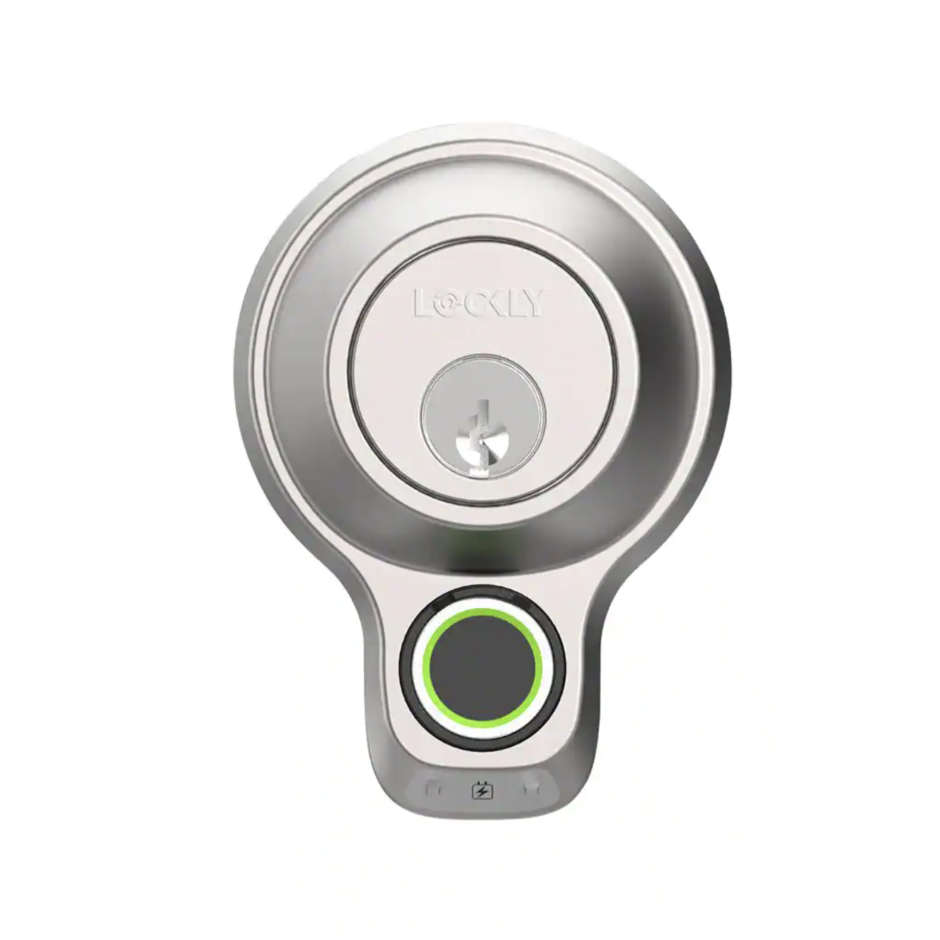 Lockly Flex Touch Satin Nickel Single-Cylinder Bluetooth Mobile App Controlled Deadbolt Lock with Biometric 3D Fingerprint