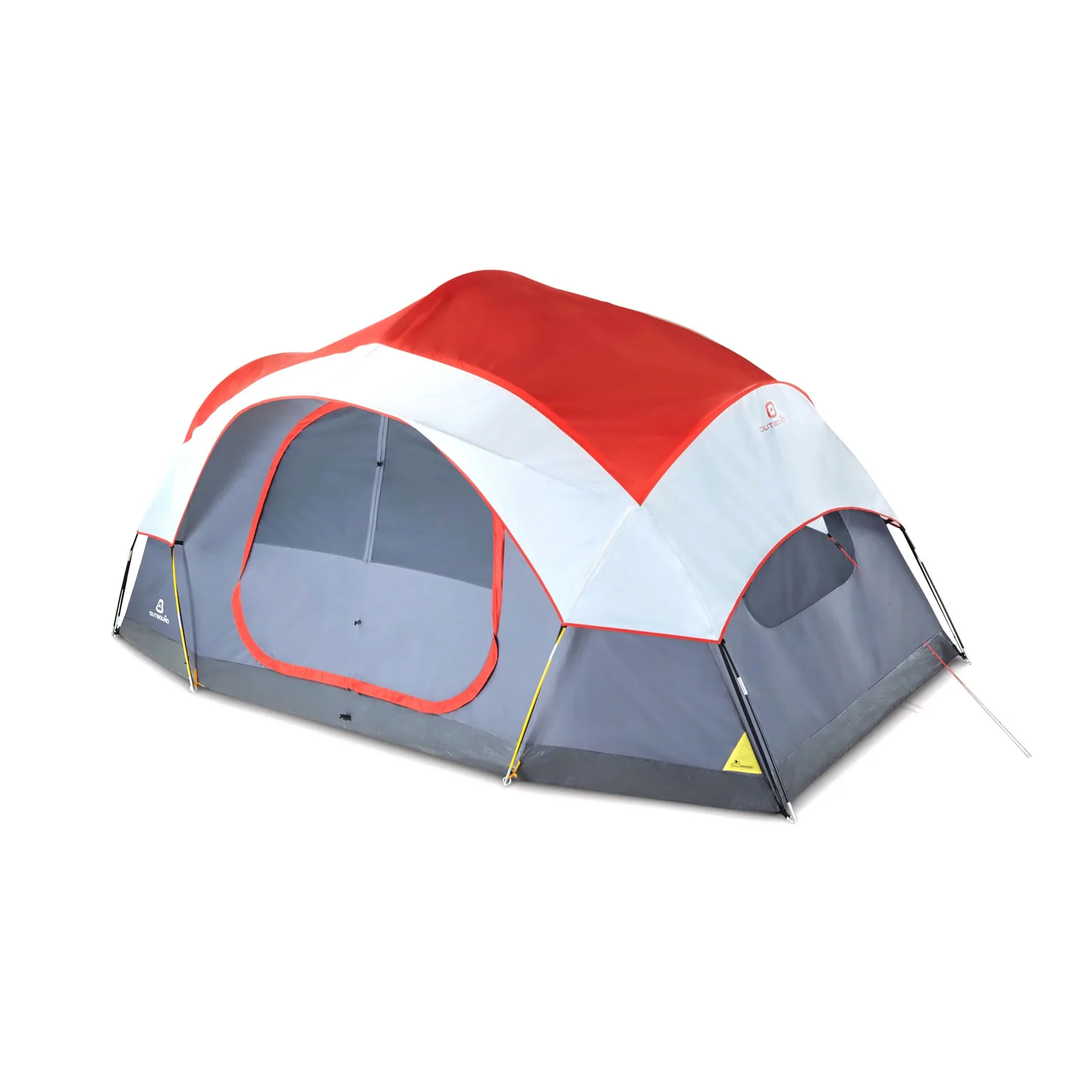 Outbound 8 Person 3 Season Camping Dome Tent with Room Divider and Rainfly. Red