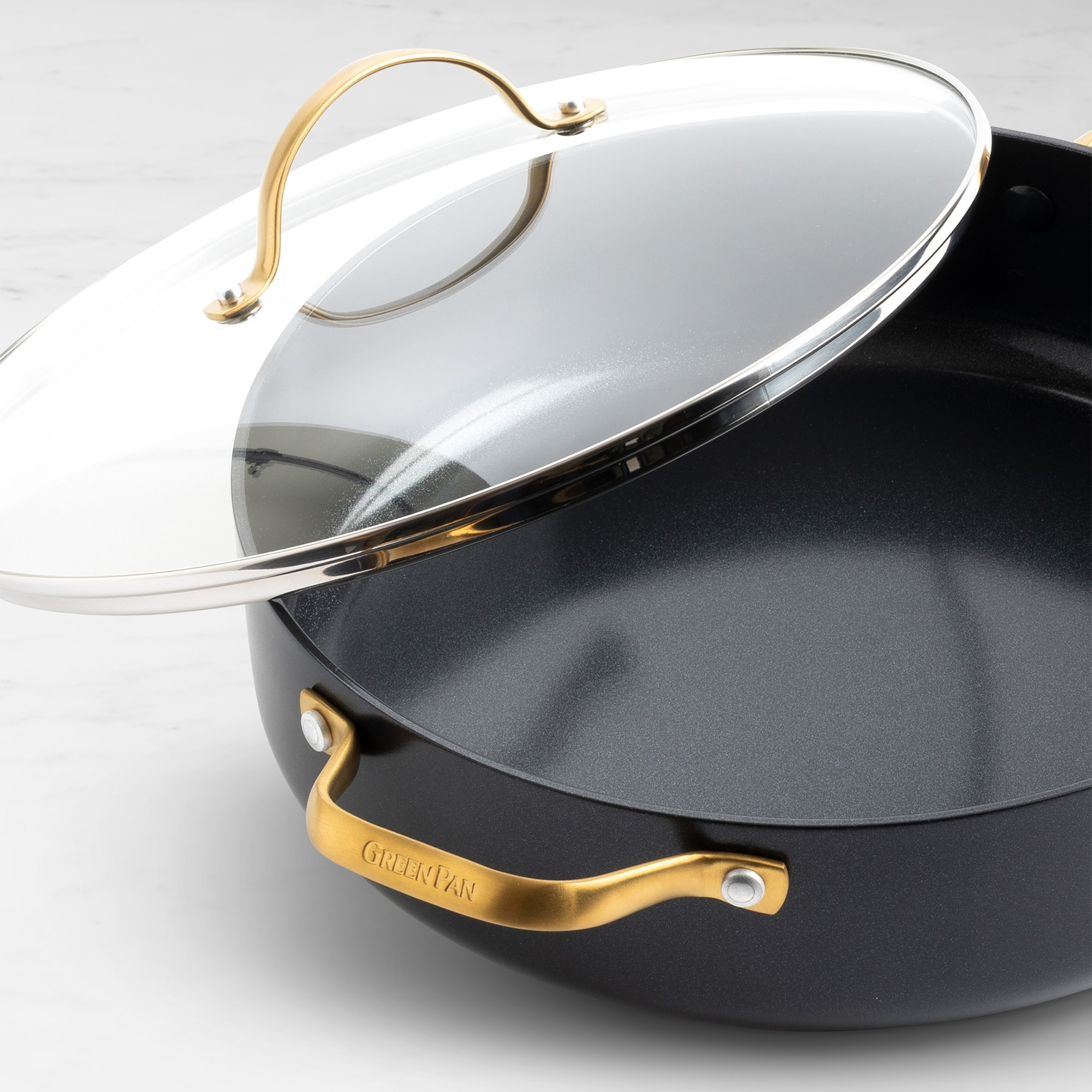 GreenPan Reserve Ceramic Nonstick Covered Saute Pan. 4 1/2-Qt.. Black