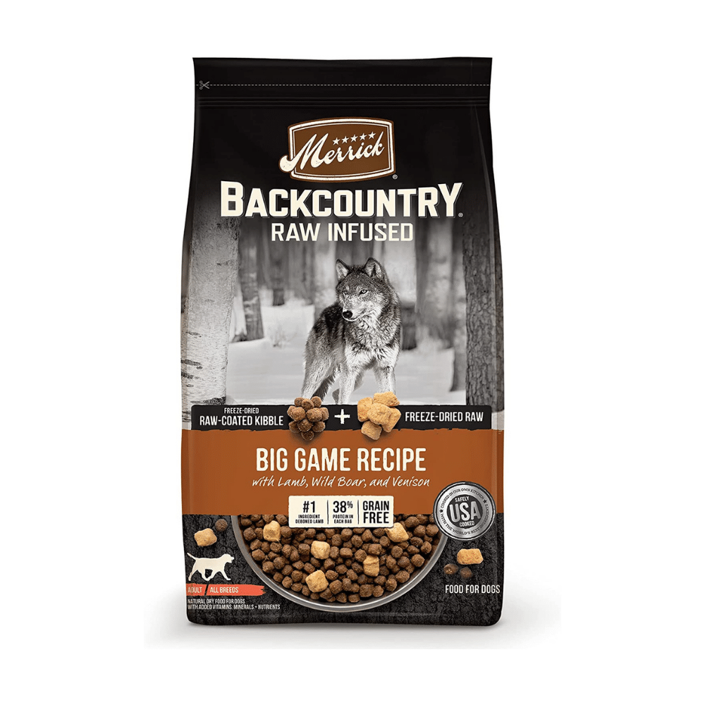 Merrick Backcountry Raw Infused Grain Free Big Game Recipe Dry Dog Food. Lamb Flavor 20 Pounds