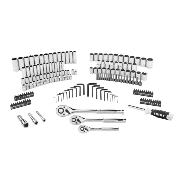 Hart Multiple Drive 180-Piece Mechanics Tool Set. Chrome Finish