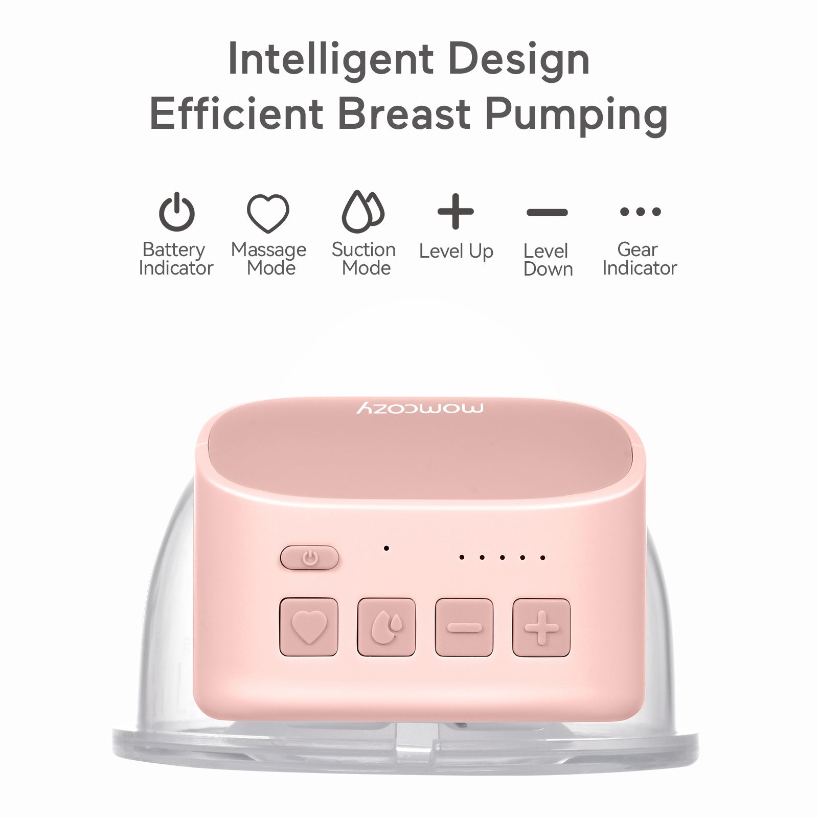 Momcozy Double Wearable Breast Pumps. Portable Electric Breast Pump 24mm. Light Pink