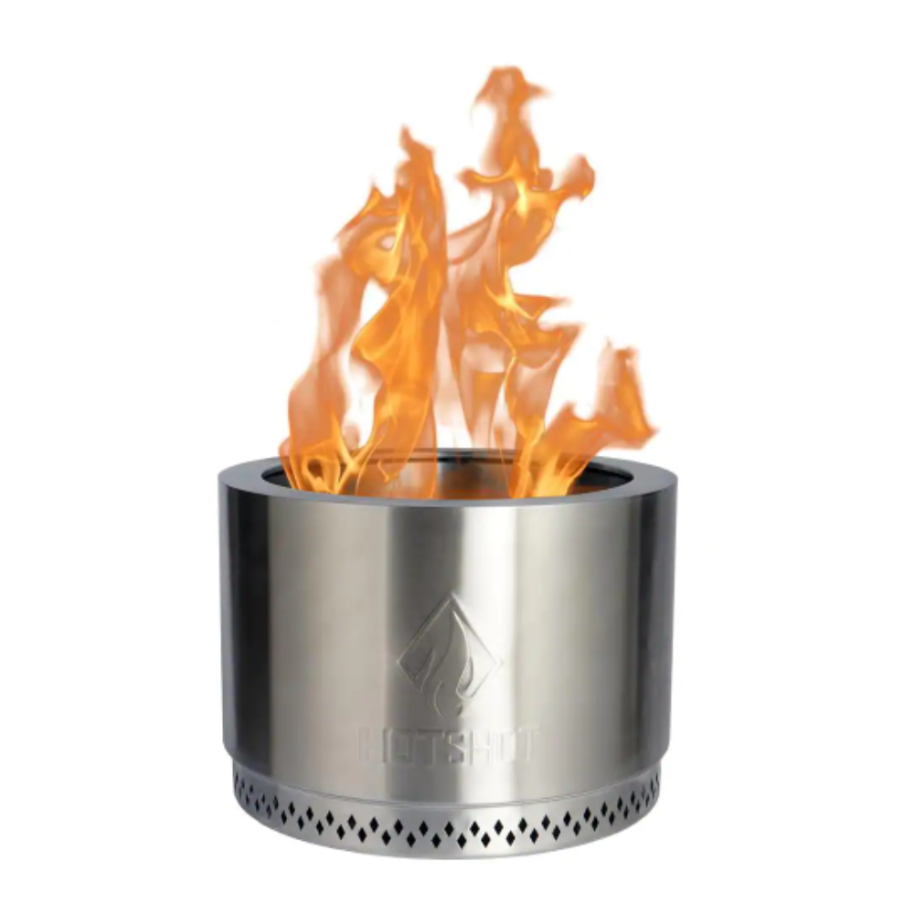 HotShot Explorer Portable Low Smoke 19.5 in. Round Wood-Burning Fire Pit in Stainless Steel with Carry Bag