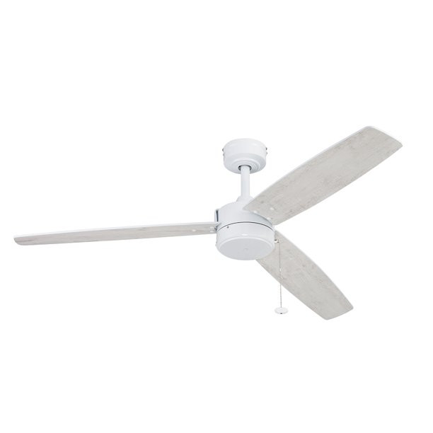 Prominence Home 52″ Journal Bright White Ceiling Fan. Outdoor. Pull Chain. 3 Blades