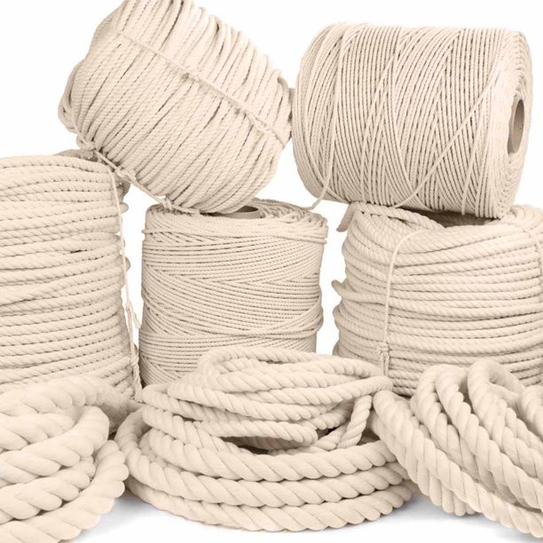 Golberg 100% Natural Cotton Rope - 1/2 Inch Diameters - 300′ - Twisted White Cotton Rope