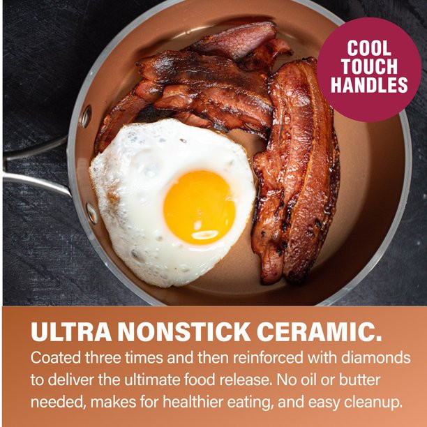 Gotham Steel Hammered 10 Piece Hammered Cookware Set. Oven Safe. Dishwasher Safe - Elegant Pots & Pans