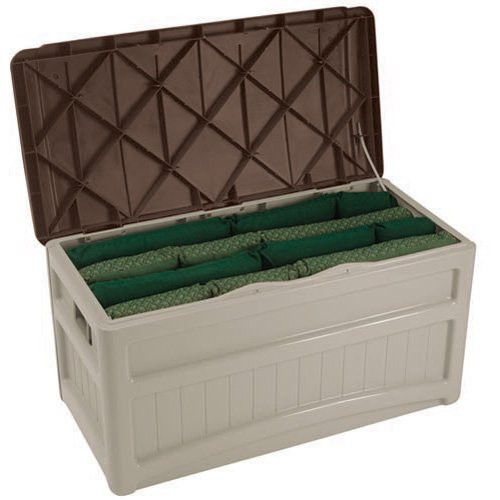 Suncast 73 Gallon Resin Deck Box. Light Taupe