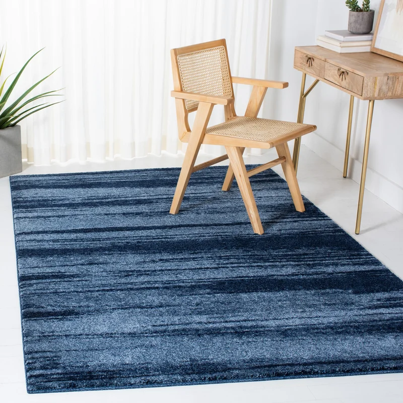 Wrought Studio Socorro Machine Woven / Power Loomed Performance Blue Rug