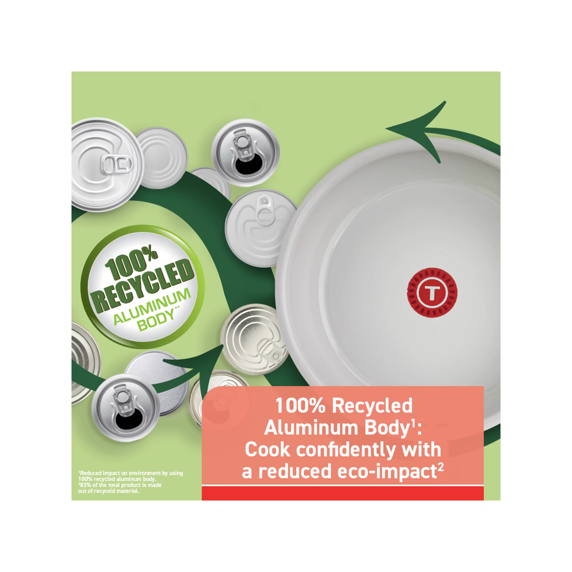 T-fal Fresh Ceramic Nonstick Cookware Set. Recycled Aluminum. 14 piece. Dishwasher Safe