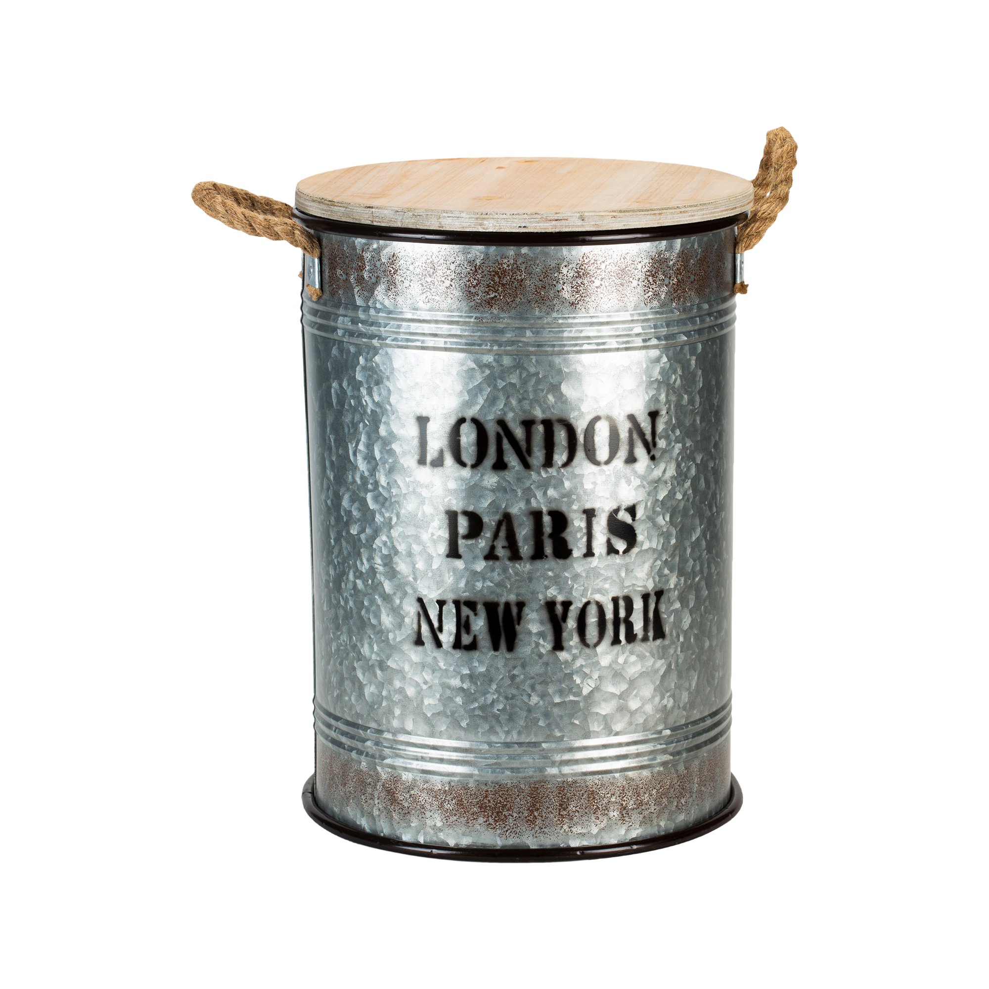 Organize It All Cobblestone Storage Bin Set of 2 with Wooden Lid