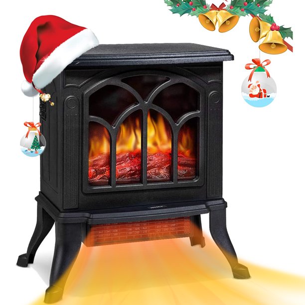 Skonyon Electric Fireplace Heater Infrared Space Heater with 3D Flame Effect Black