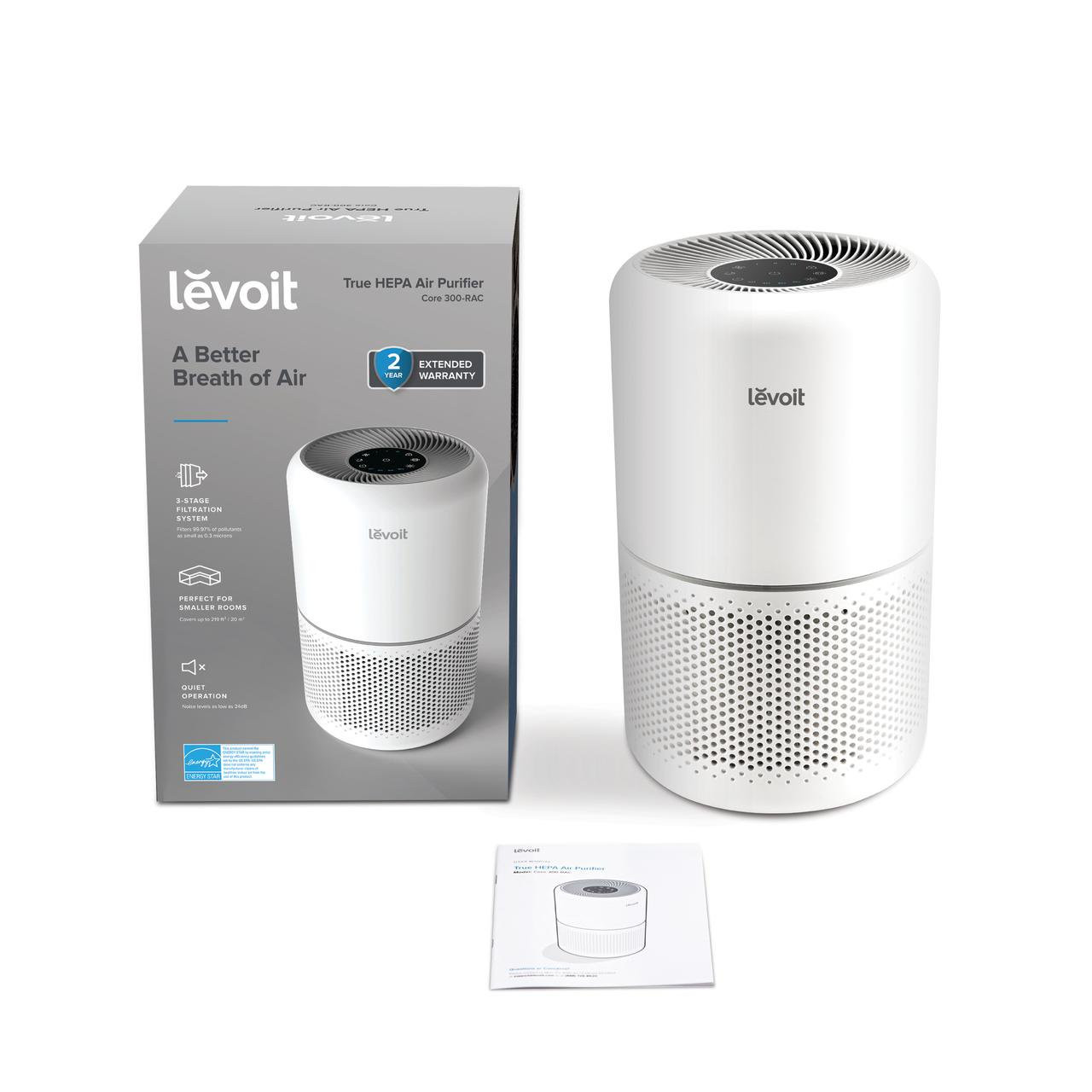 Levoit True HEPA Air Purifier Core 300-RAC for Large Rooms. Customize Filter for Pet Allergy. Smoke. Toxin