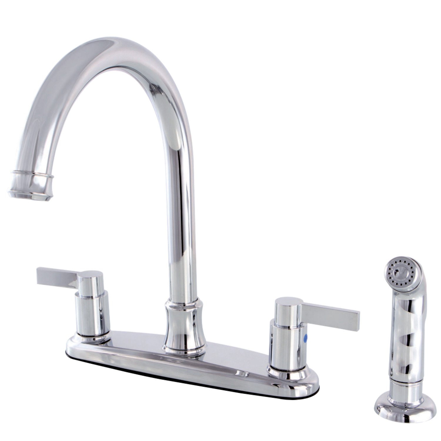 Kingston Brass FB7791NDLSP 8-Inch Center Gooseneck Kitchen Faucet. Polished Chrome