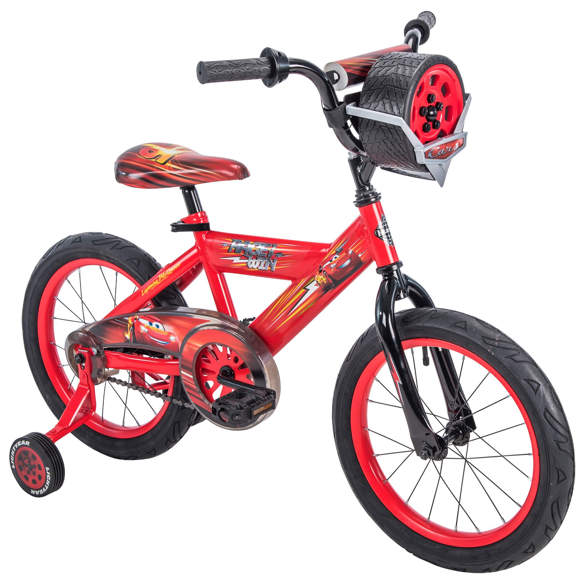 Huffy 16-Inch Disney Pixar Cars Lightning McQueen EZ Build Kids Bike with Sounds. Red