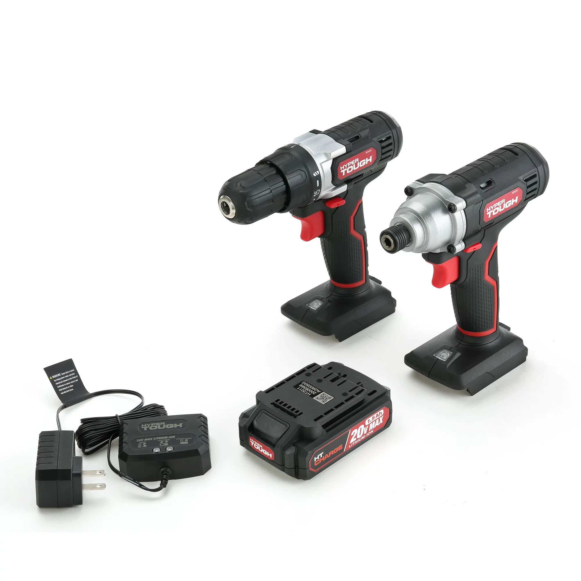 Hyper Tough 20V Max (2-Tool Set) 3/8 inch Cordless Drill & 1/4 inch Impact Driver Combo Kit