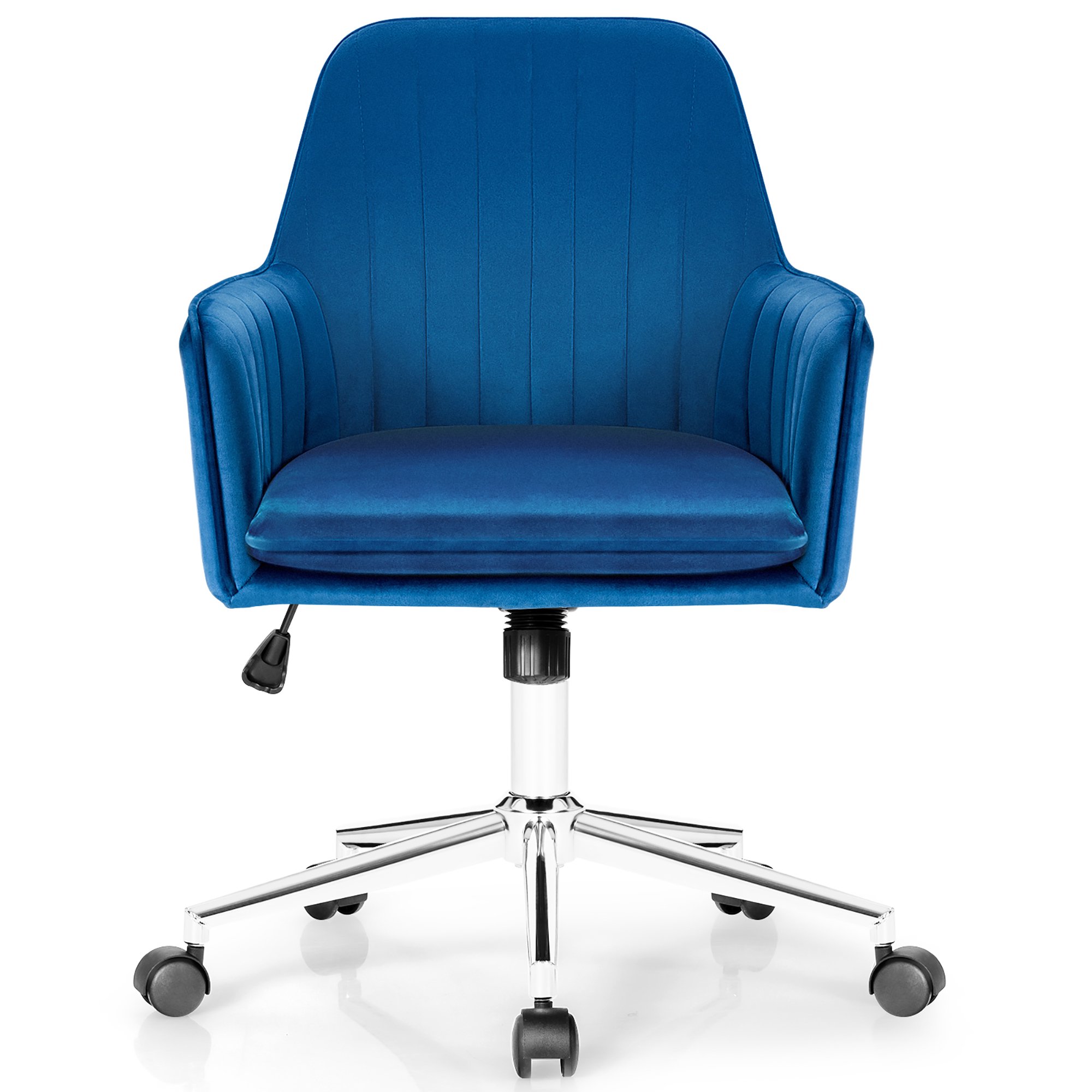 Costway Velvet Accent Office Armchair Adjustable Swivel Removable Cushion. Blue
