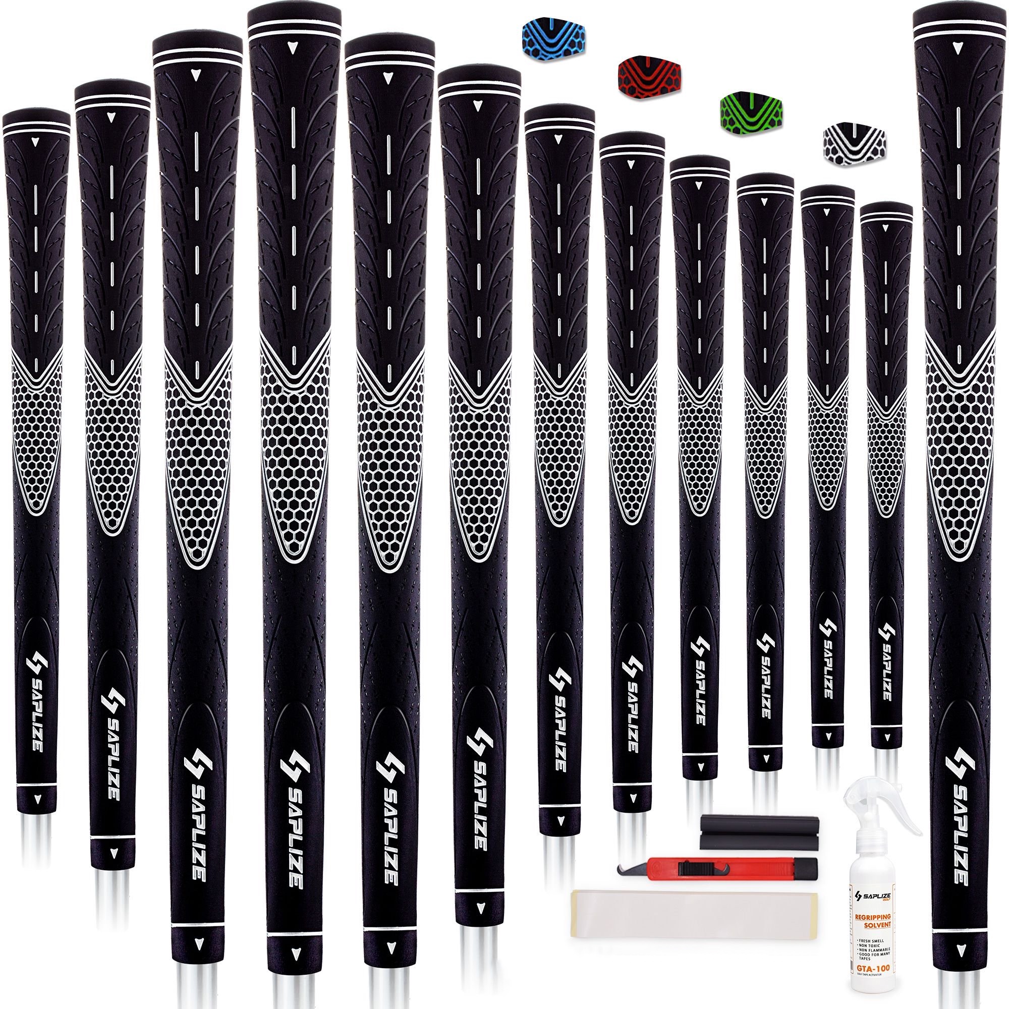 Saplize 13 Golf Grips with Complete Regripping Kit. Standard Golf Club Grips
