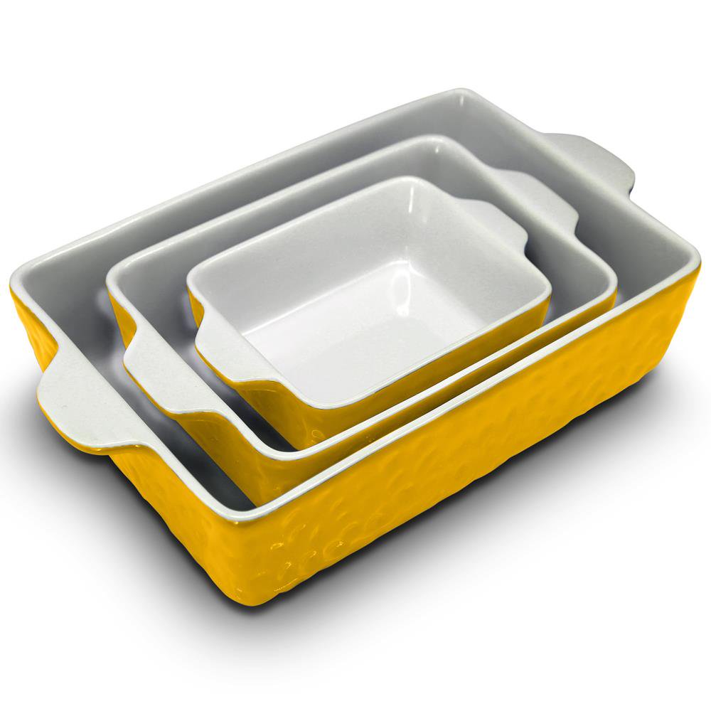 NutriChef 3 Piece Nonstick Ceramic Bakeware Set. Yellow