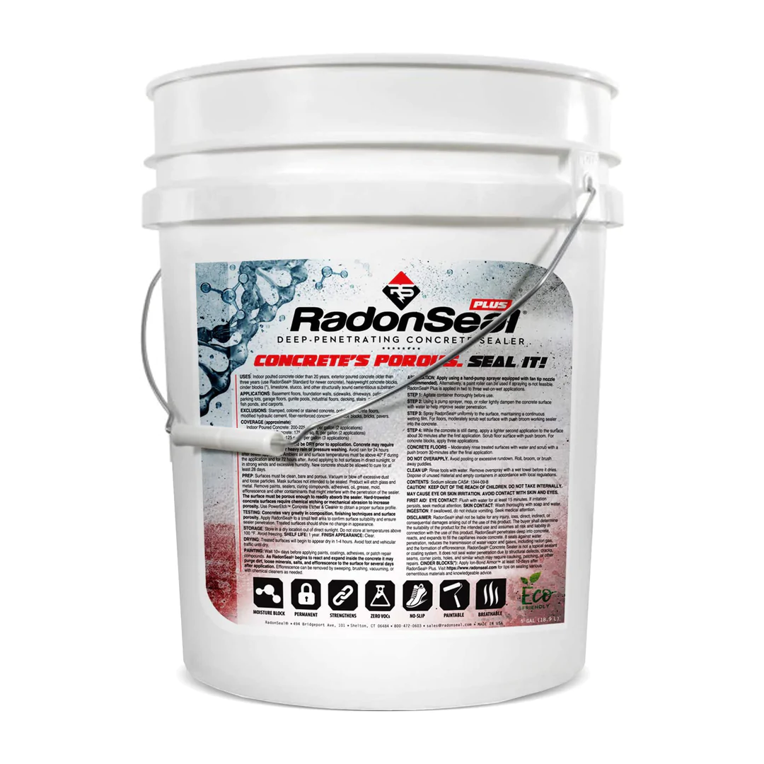 RadonSeal Plus Outdoor/Indoor Concrete Penetrating Protectant Sealer. 5 Gallon