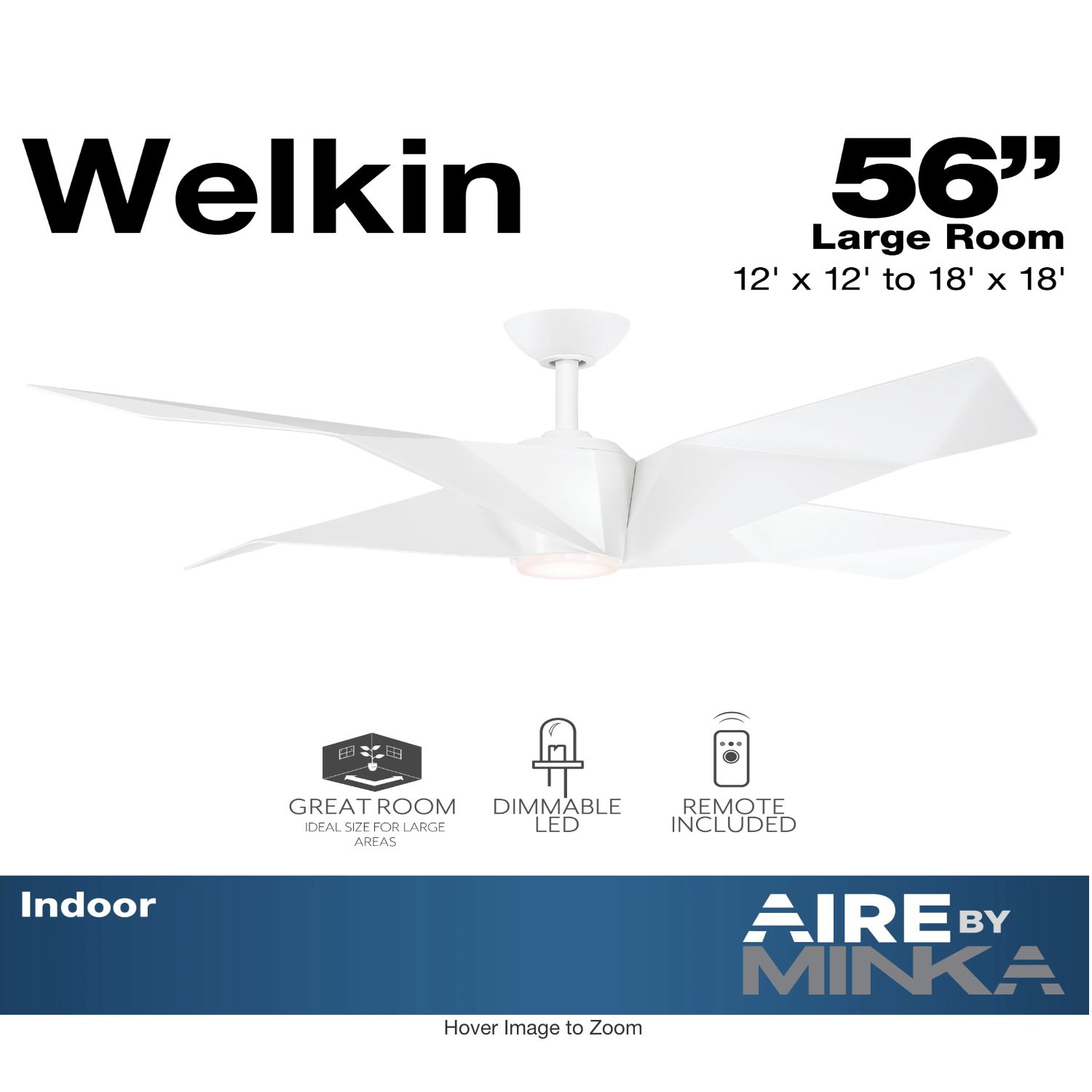Aire a Minka Group Design Welkin 56 in. Integrated LED Indoor Flat White Ceiling Fan with Light