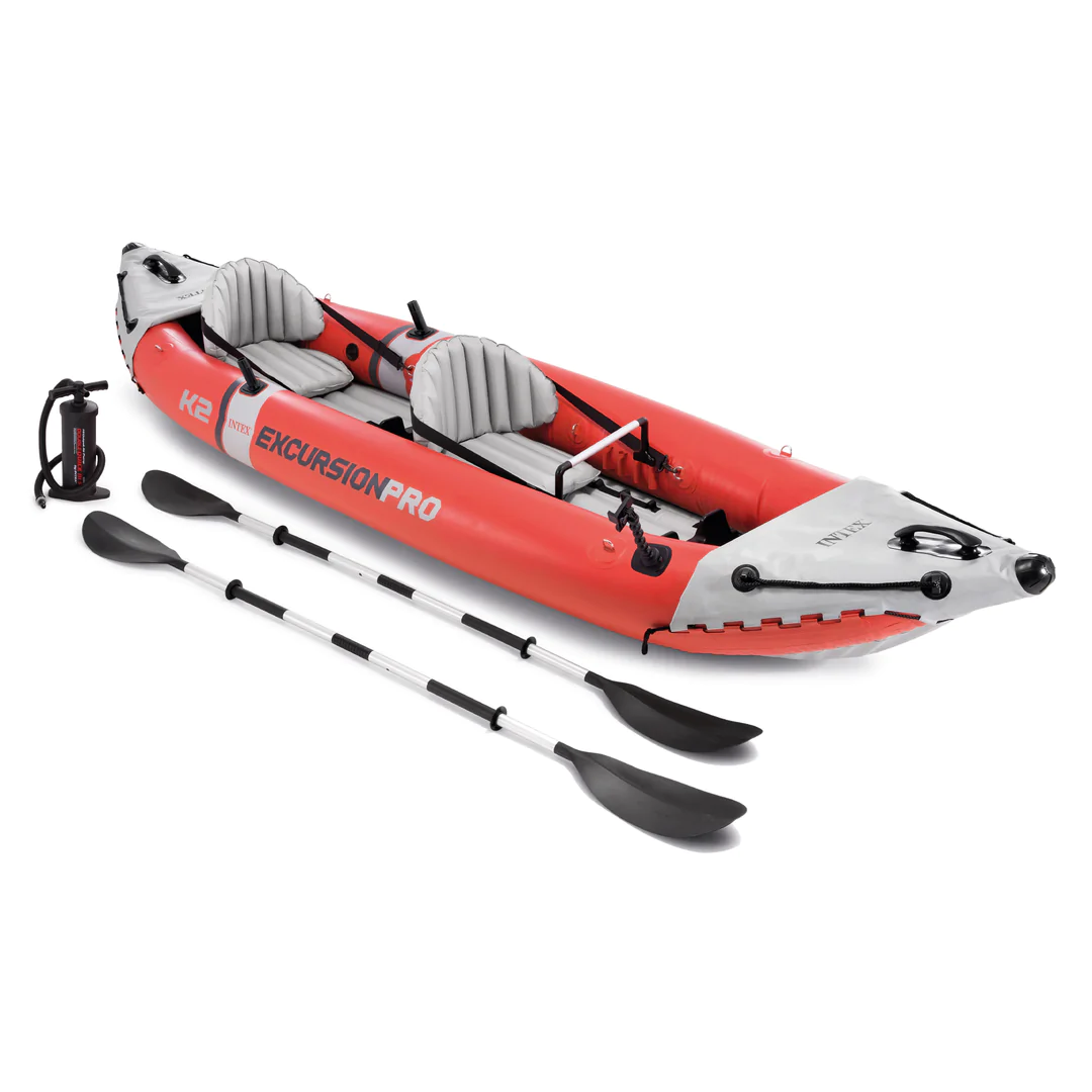 Intex Excursion Pro Inflatable 2 Person Vinyl Kayak With 2 Oars And Pump. Red