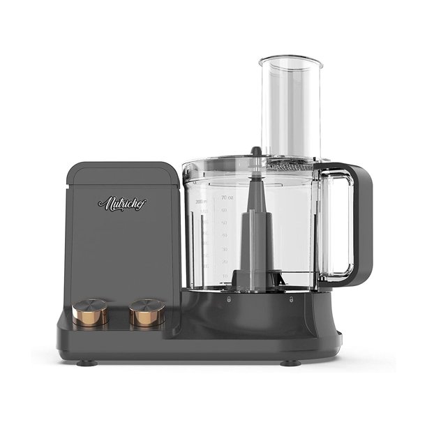 NutriChef Multifunction Food Processor - Ultra Quiet Powerful Motor. Includes 6 Attachment Blades