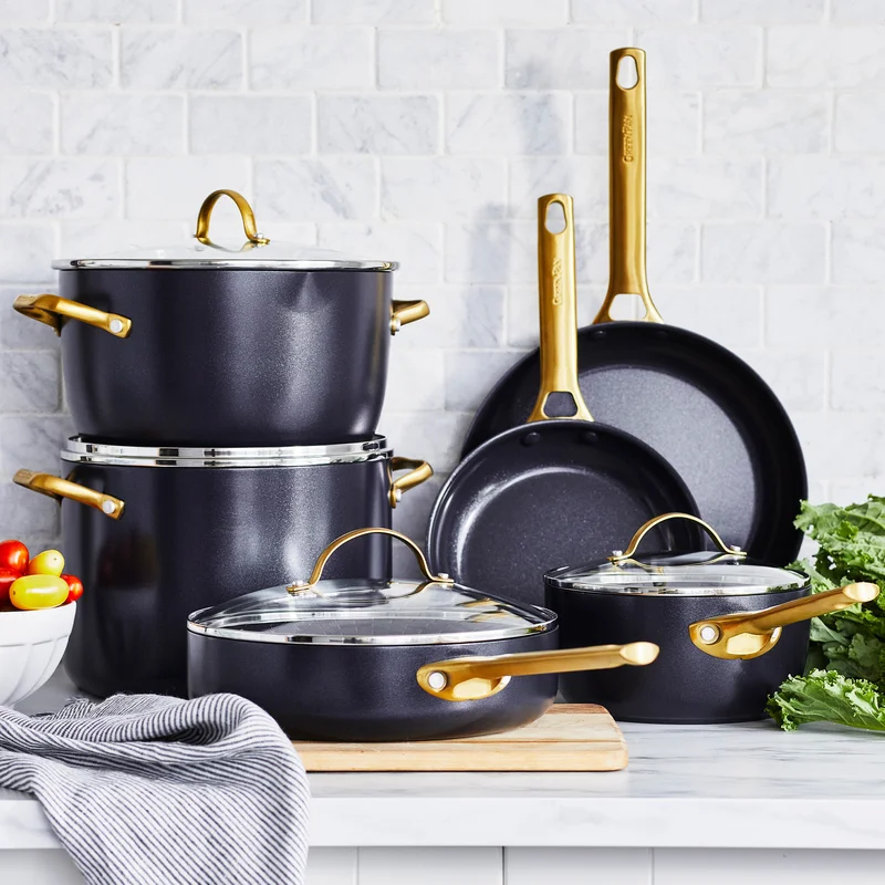 GreenPan Reserve Hard Anodized Healthy Ceramic Nonstick 10 Piece Cookware Set