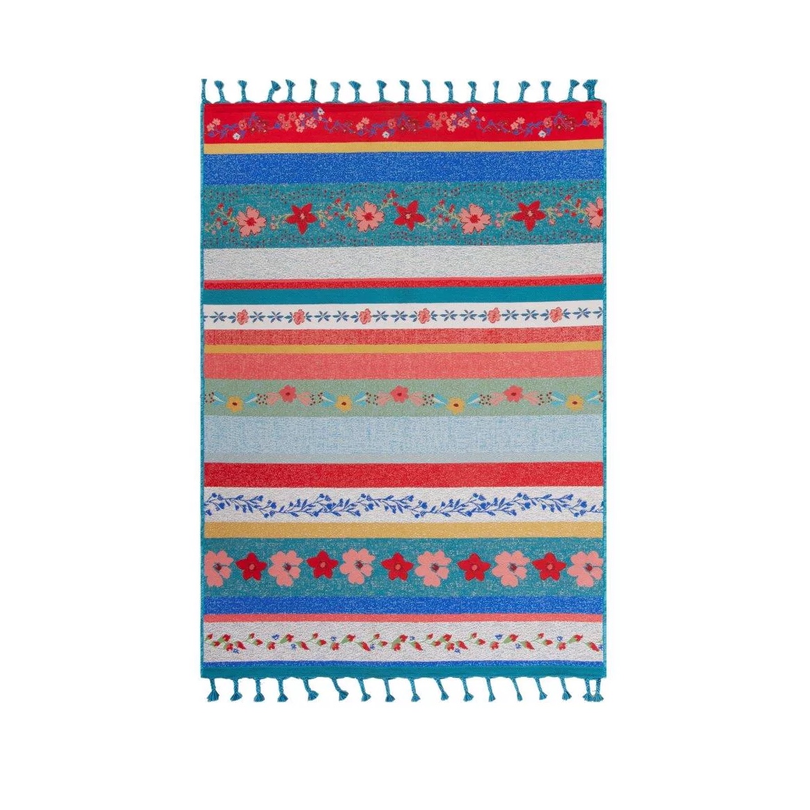 The Pioneer Woman 6′ x 9′ Multicolor Floral Dance Stripe Outdoor Rug