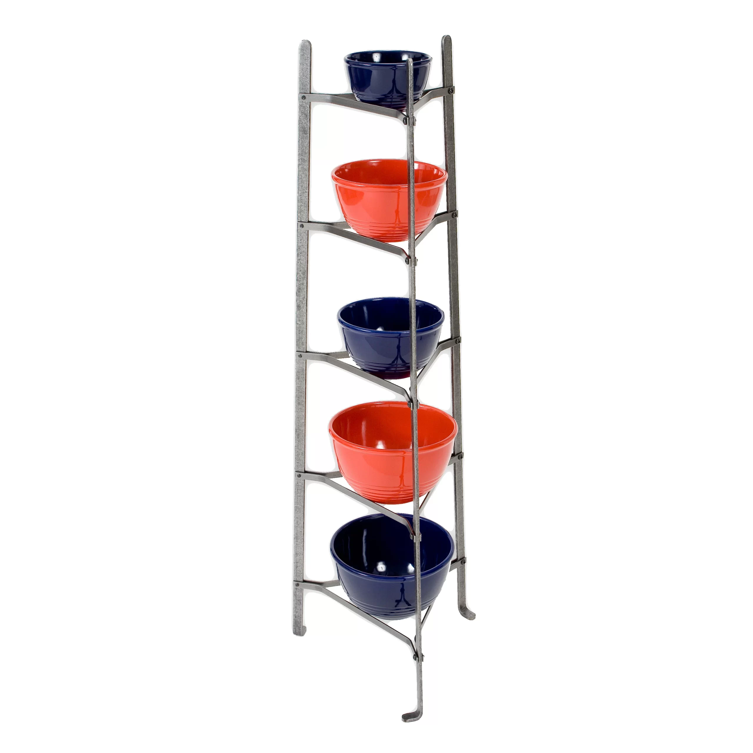 Gourmet 5-Tier Steel Cookware Floor Base Rack. Hammered Steel