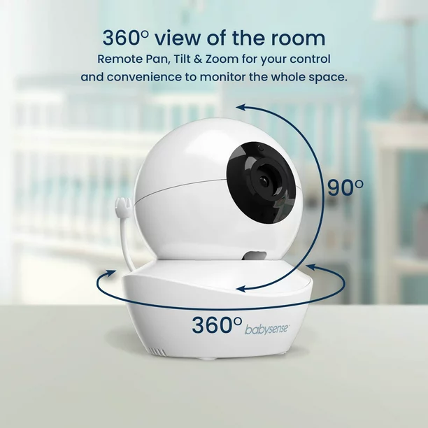 Babysense 5″ HD Split Screen Video Baby Monitor. 2 Cameras. Night Light. Non-Wifi. Pan Tilt Zoom. HD S2