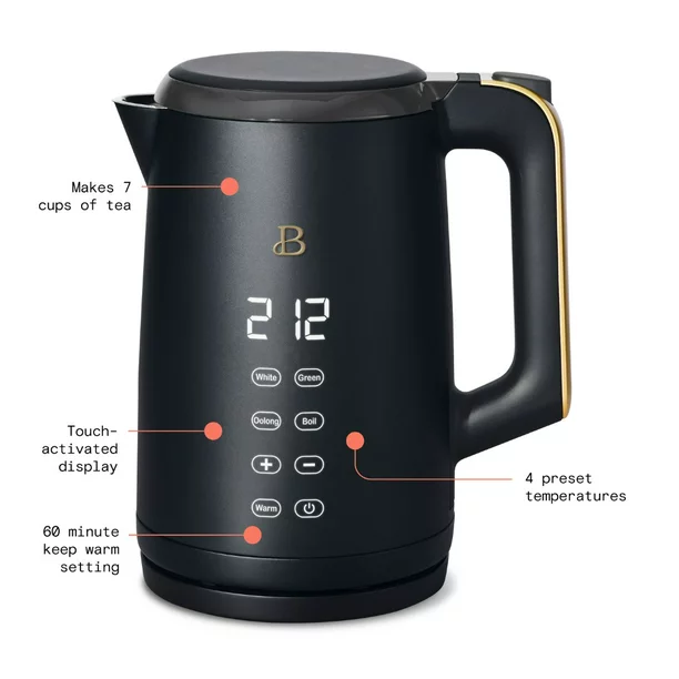 Beautiful 1.7L One-Touch Electric Kettle. Black Sesame by Drew Barrymore