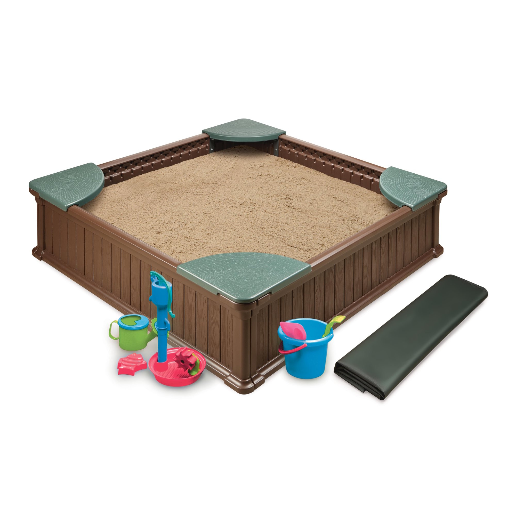 Badger Basket Woodland 2-In-1 Sandbox and Garden Planter. Brown/Green