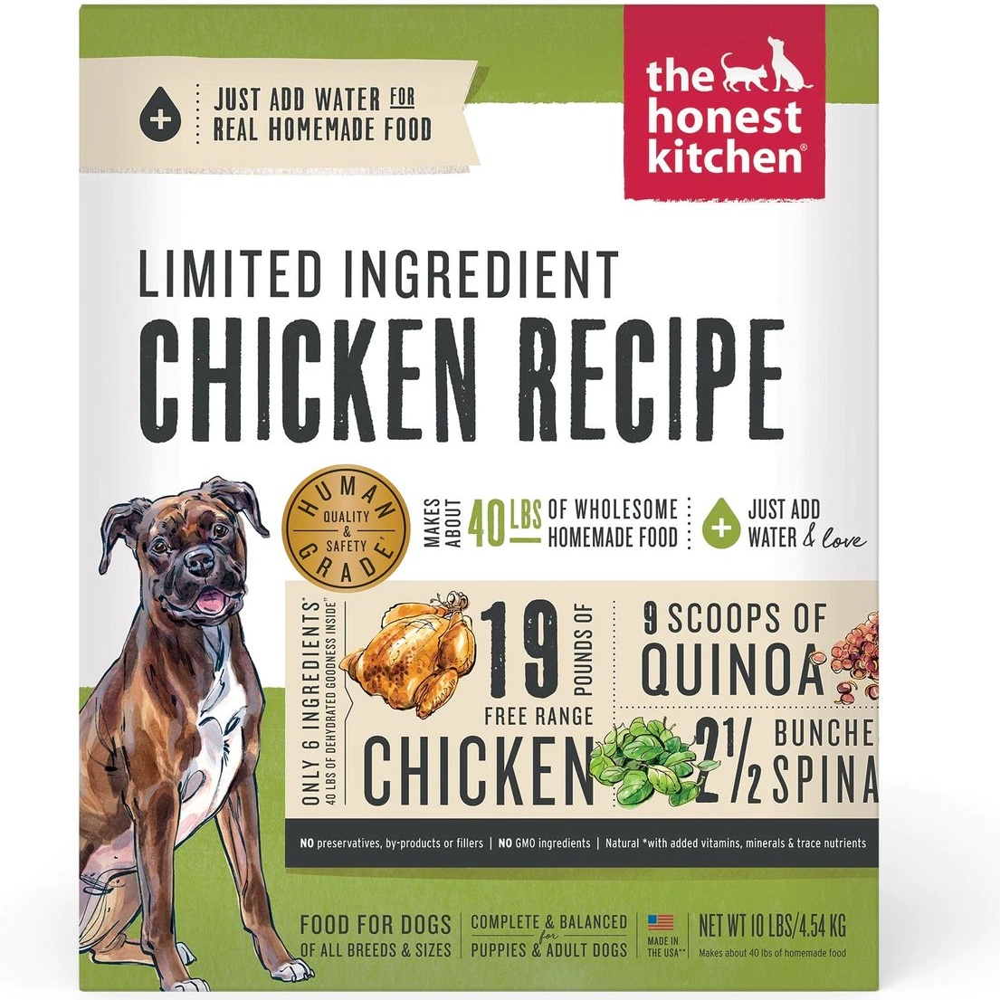 The Honest Kitchen Limited Ingredient Diet Chicken Recipe Dehydrated Dog Food. 10-lb box