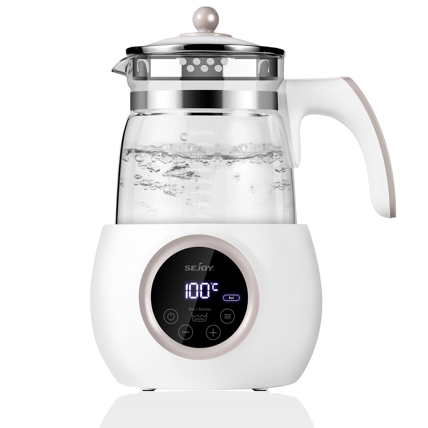 Sejoy 1.2L Instant Electric Hot Water Kettle. Baby Bottle Warmer with Smart Temperature Control