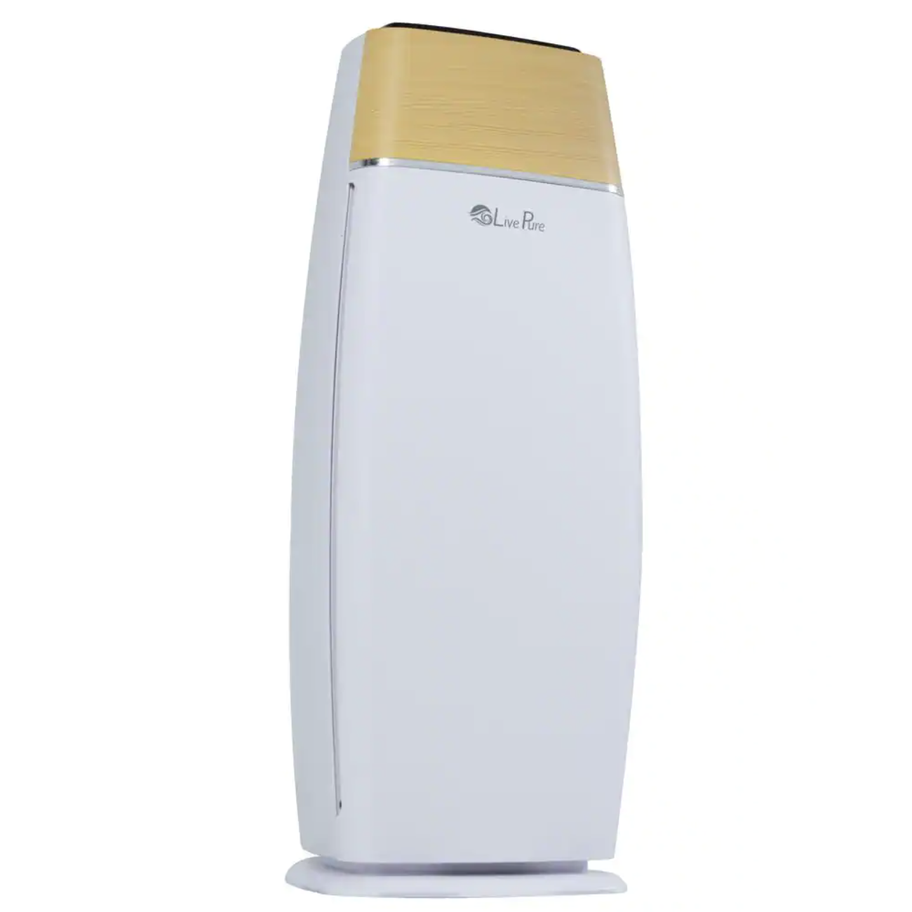 LivePure Sierra Series True HEPA Digital Tall Tower Air Purifier. Pearl White & Teak