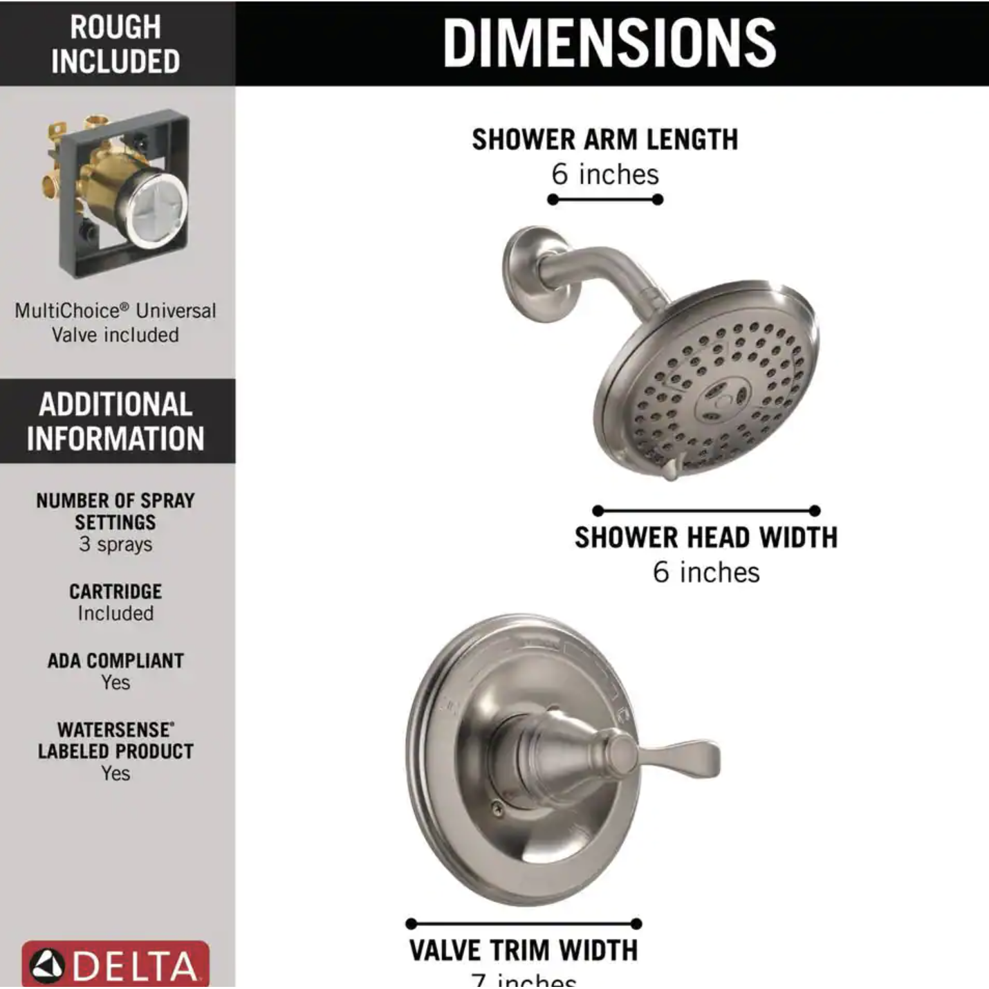 Delta Porter Single-Handle 3-Spray Shower Faucet in Brushed Nickel (Valve Included)