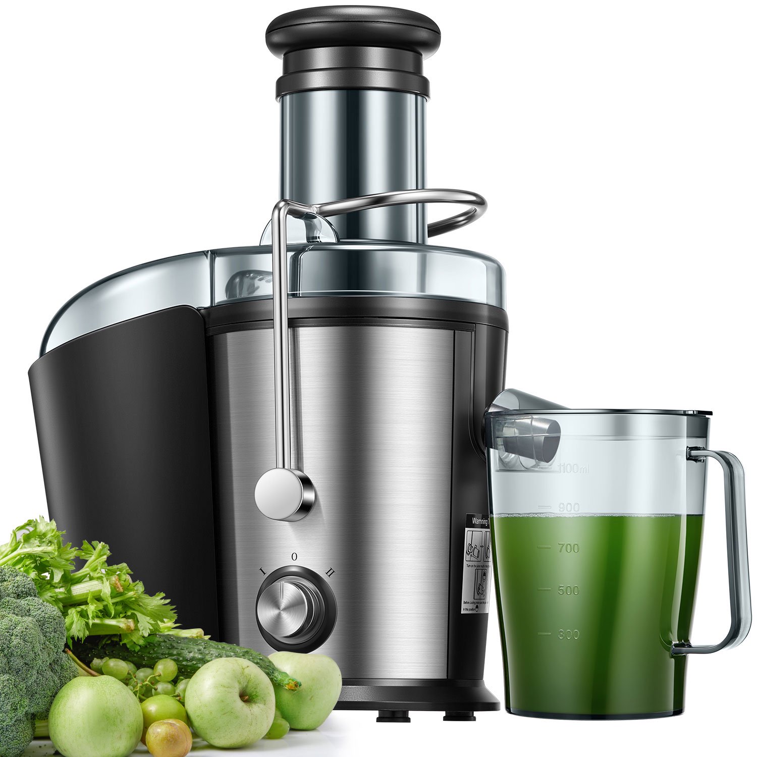 Aicok 800W Centrifugal Juicer Machine with 3”Wide Mouth for Whole Fruits & Vegetables. Easy to Clean