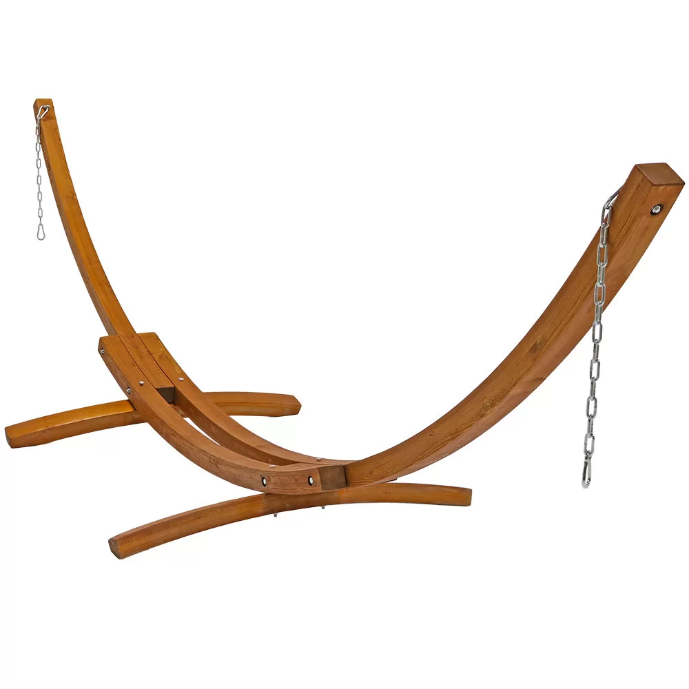 Arlmont & Co. 48″ H x 162″ W x 47″ D Samira Curved Arc Wood Hammock Stand