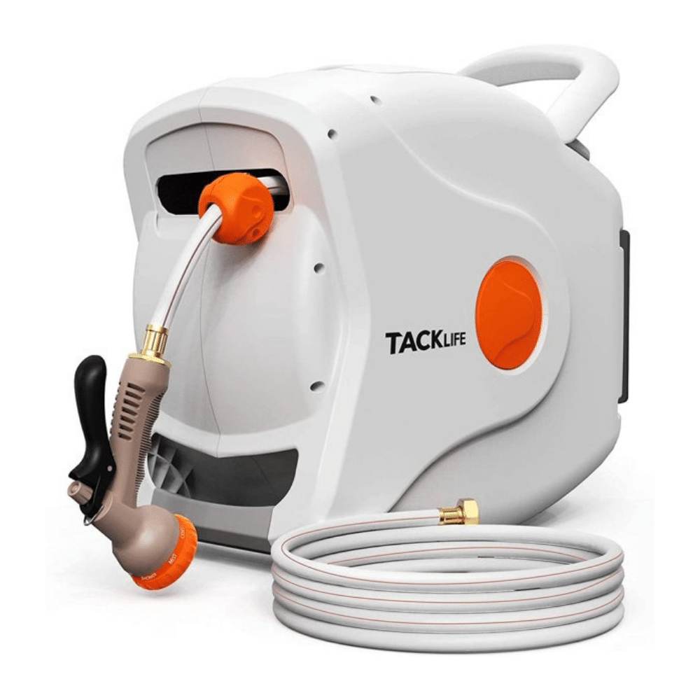 Tacklife Garden Retractable Hose Reel 82+8 Ft 5/8” Wall Mounted Hose Reel