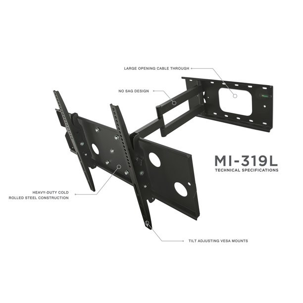 Mount-It! Full Motion TV Mount | Fits 55″-80″ TVs | 26″ Wall Extension
