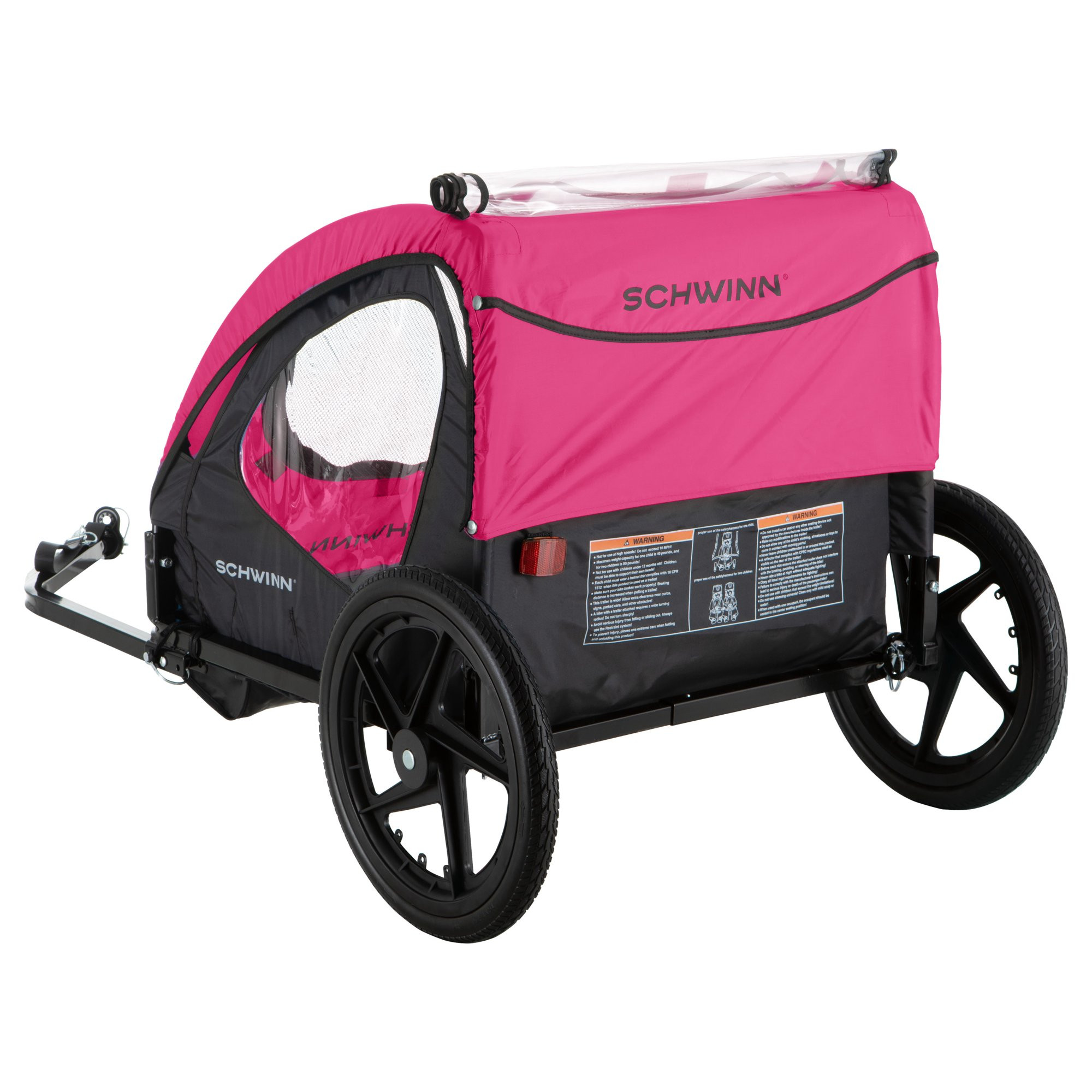 Schwinn Shuttle Foldable Bike Trailer. 2 Passengers. Pink/ Black