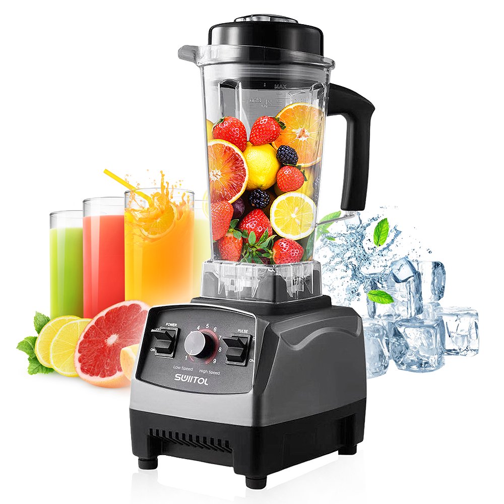 Swiitol Blender Professional 2200 Watts Blender Smoothie Maker 9 Speeds. Gray & Black