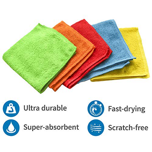 S&T INC. Microfiber Cleaning Cloths. Reusable and Lint-Free Towels. 100 Pack