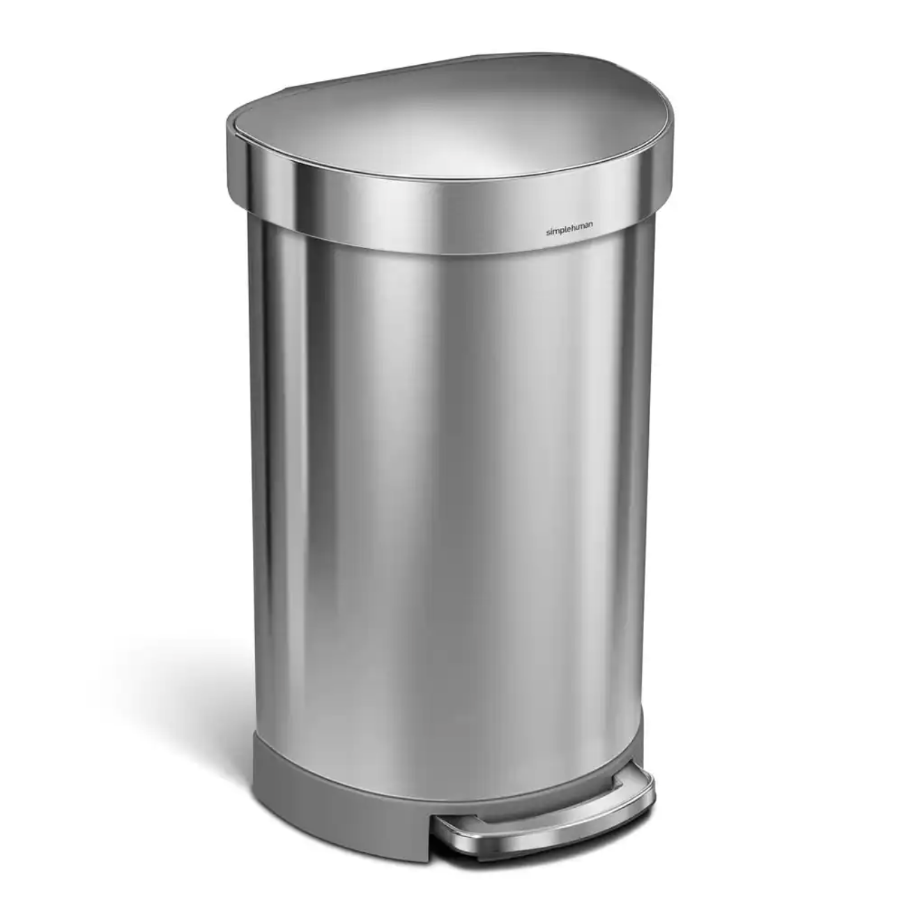 simplehuman 45-Liter Fingerprint-Proof Brushed Stainless Steel Semi-Round Step-On Trash Can
