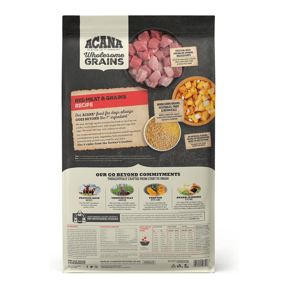 Acana Wholesome Grains Red Meat & Grains Recipe Dry Dog Food. 22.5 Pounds