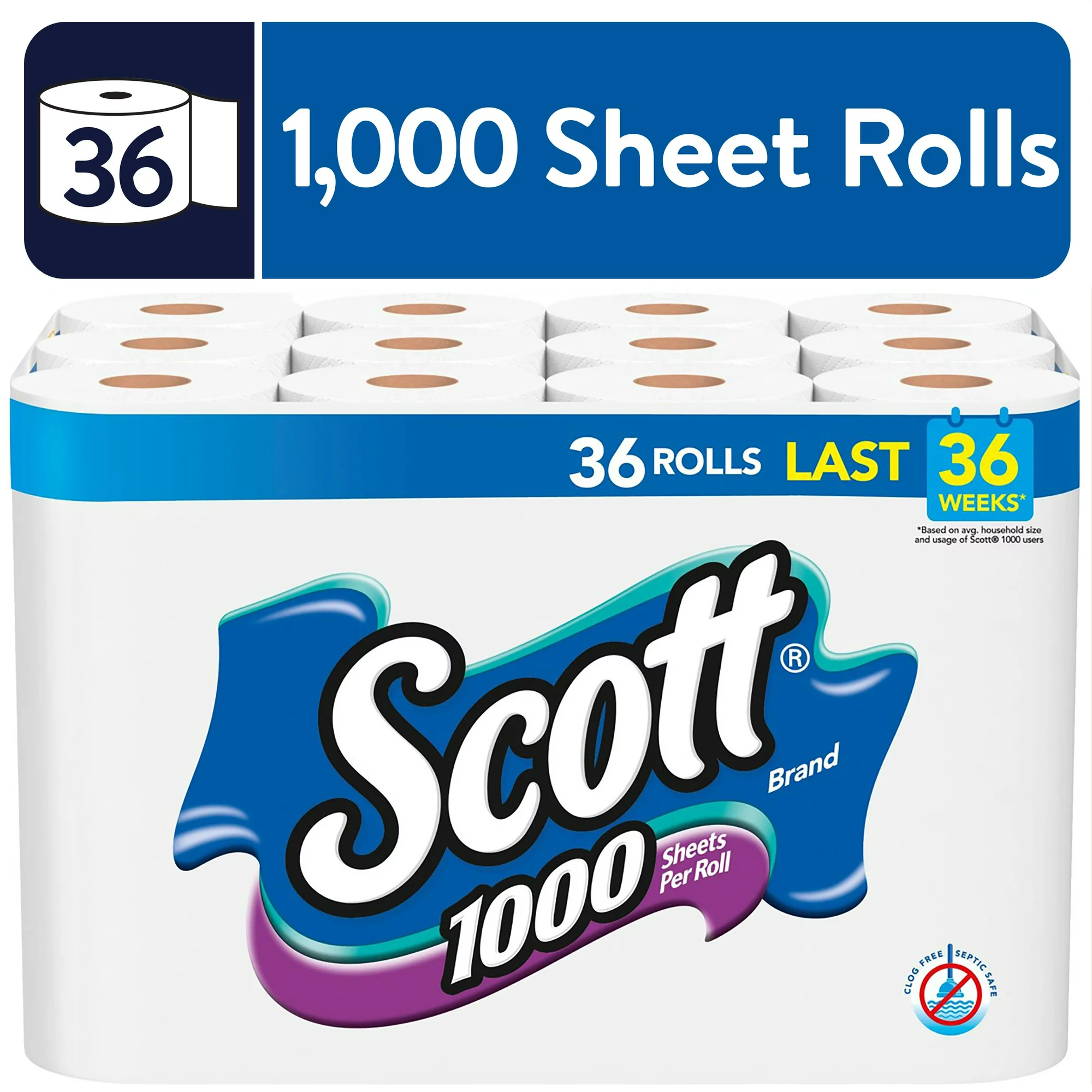 Scott 1.000 Toilet Paper. 36 Rolls. 1.000 Sheets per Roll